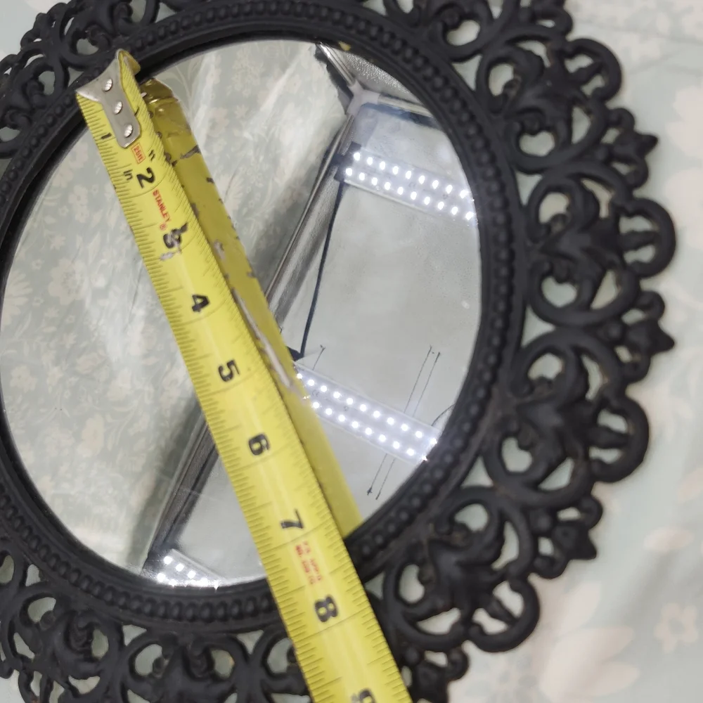 Vintage Black ornate cast wrought iron Mirror 12